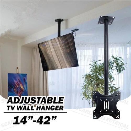 Telescopic Flat LED LCD TV Wall Mount Hanger Adjustable Height 14-42