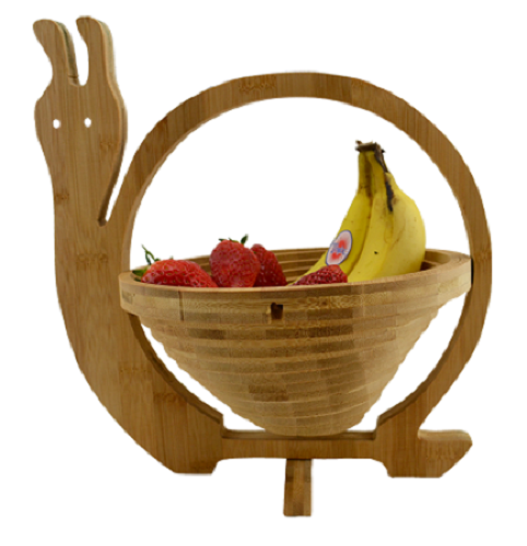 Wooden Collapsible Snails Shape Basket Kitchen Fruits Vegetable Storage