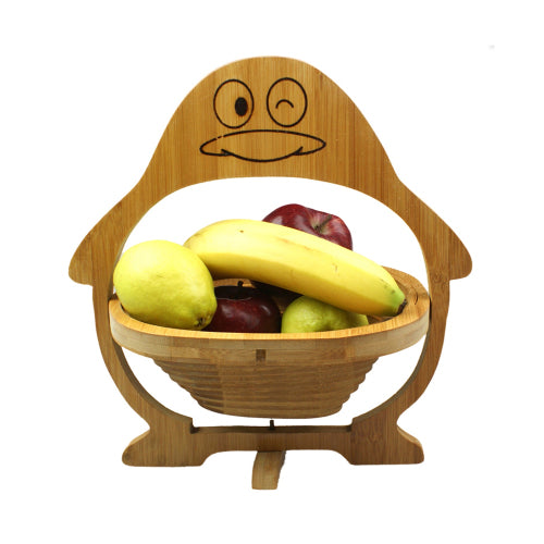 Wooden Collapsible Penguin Shape Basket Kitchen Fruits Vegetable Storage