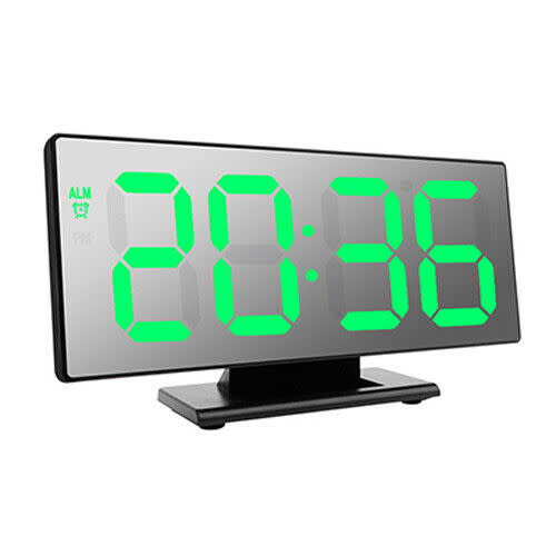 USB Desktop Large Digital LED Mirror Snooze Alarm Clock Temperature Display
