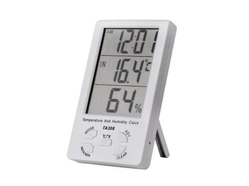 Digital LCD Temperature Humidity Meter with Clock Household Thermometer