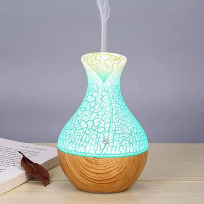 Mini Humidifier LED Ultrasonic Humidifier Vase LED Lights Wood Grain