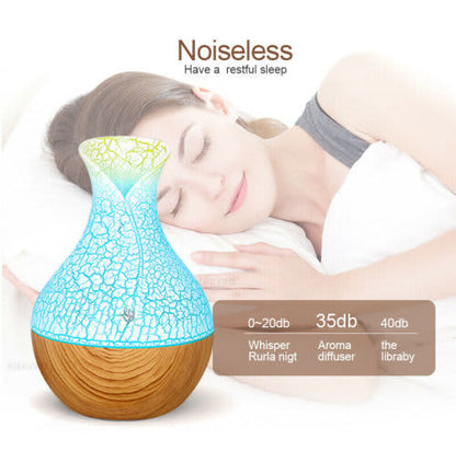 Mini Humidifier LED Ultrasonic Humidifier Vase LED Lights Wood Grain