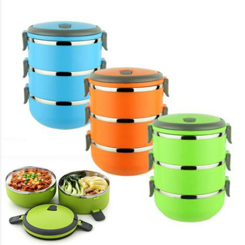 3 Layers Stainless Steel Thermal Insulated Lunch Box Picnic Food Container Use
