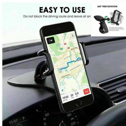 Mobile Phone Holder Dashboard Clamp GPS Mount Universal 360 In-Car Dash Non-Slip